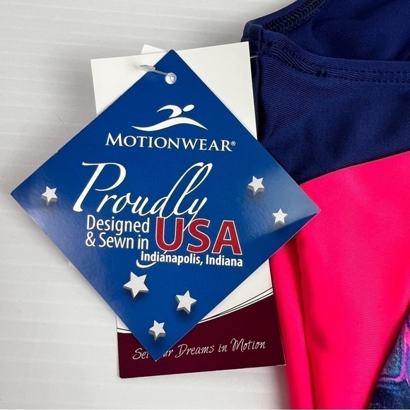 Motionwear leotard womens petite Blue colorful one piece dance gymnastics cheer - Picture 6 of 9